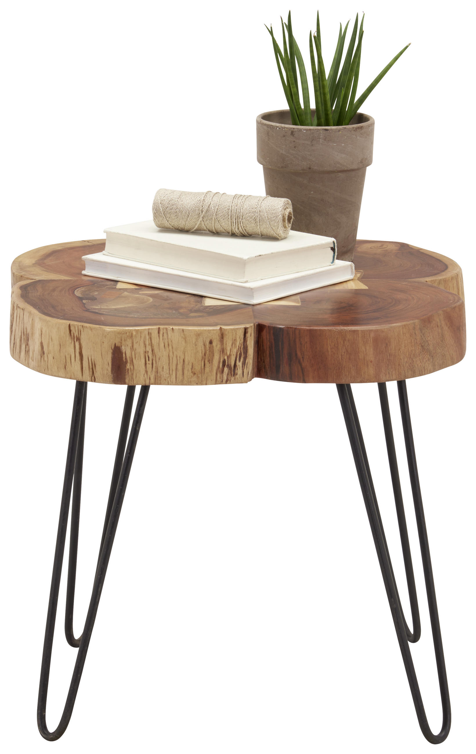 PRÍRUČNÝ STOLÍK, akácia, čierna, farba akácie - čierna/farba akácie, Trend, kov/drevo (51/51/48cm) - Ambia Home
