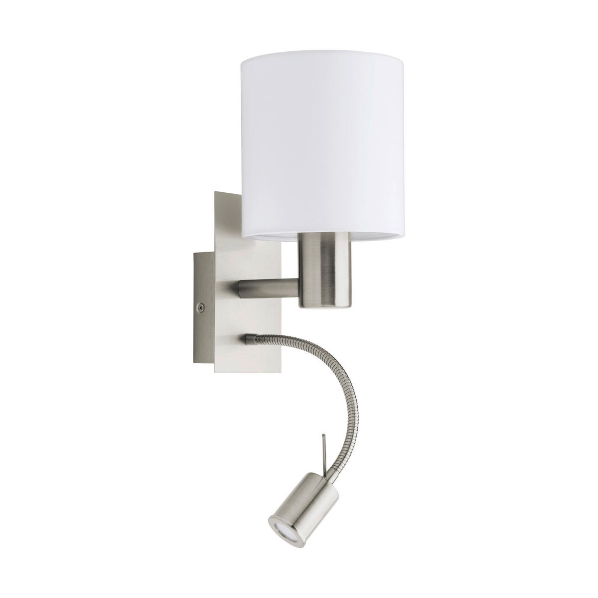 LED-WANDLEUCHTE 15/19,5/38 cm   - Weiß/Nickelfarben, Design, Textil/Metall (15/19,5/38cm) - Eglo