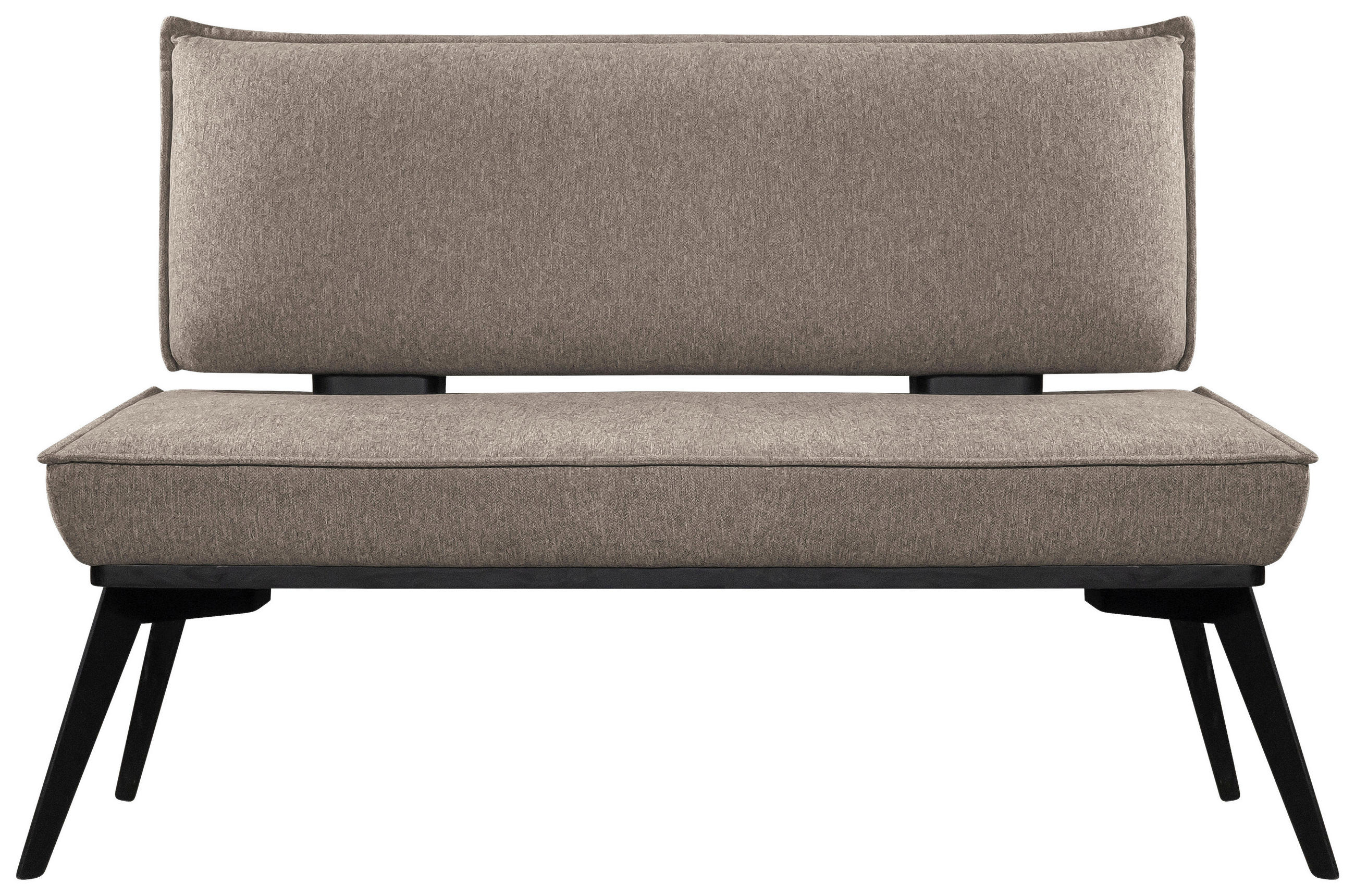 SITZBANK 173/90/65 cm Webstoff Schwarz, Taupe Buche massiv  - Taupe/Schwarz, Basics, Holz/Textil (173/90/65cm) - Carryhome