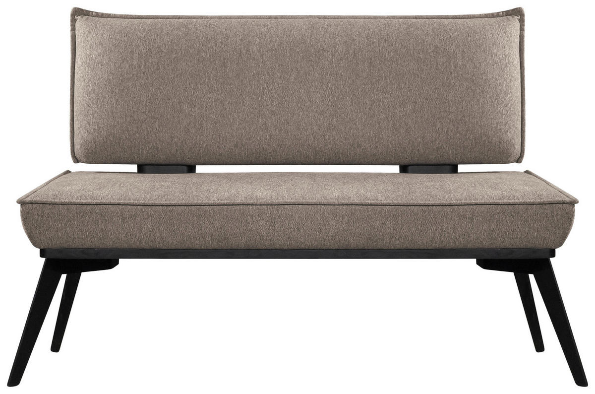 SITZBANK 153/90/65 cm Webstoff Taupe, Schwarz Buche massiv  - Taupe/Schwarz, Basics, Holz/Textil (153/90/65cm) - Carryhome