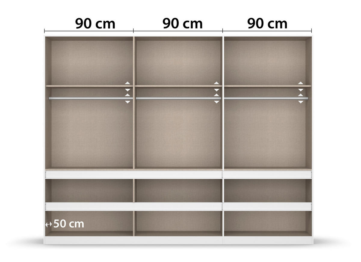 DREHTÜRENSCHRANK  in Weiß  - Weiß, Design, Glas/Holzwerkstoff (271/210/54cm) - Carryhome