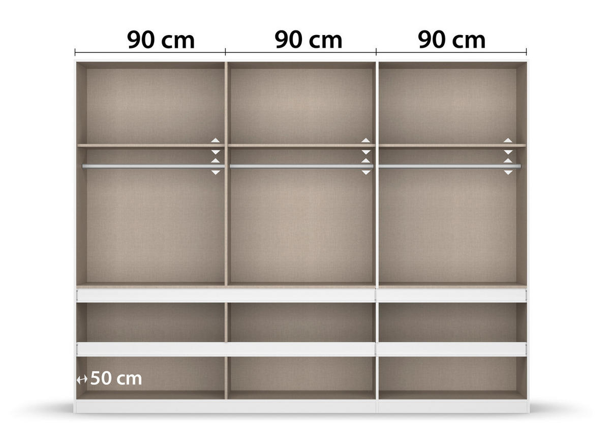 DREHTÜRENSCHRANK in Weiss  - Weiss, Design, Glas/Holzwerkstoff (271/210/54cm) - Carryhome