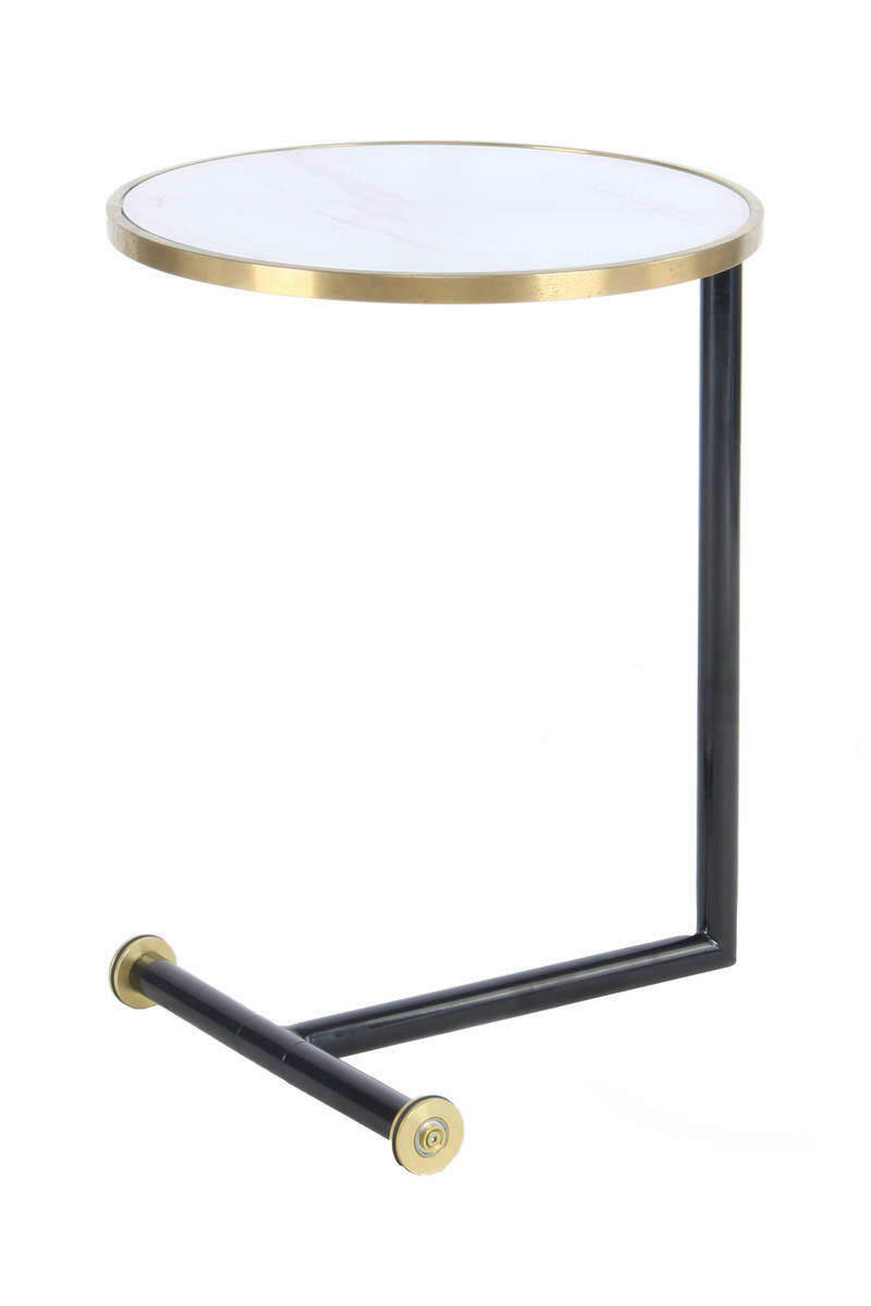 SIDOBORD i metall, glas 46/46/62 cm  - vit/svart, Basics, metall/glas (46/46/62cm) - Kayoom