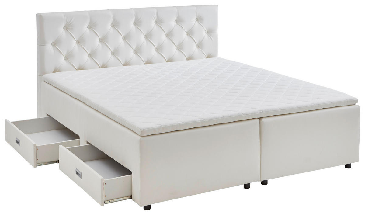BOXBETT 180/200 cm  in Weiß  - Schwarz/Weiß, MODERN, Kunststoff/Textil (180/200cm) - MID.YOU