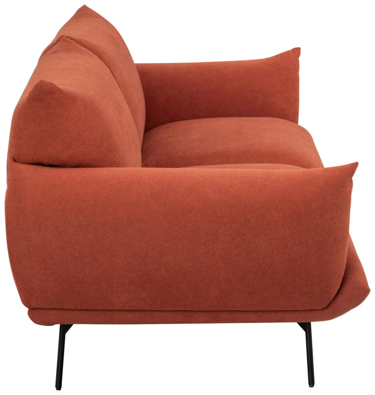 SOFA Mikrofaser Terracotta  - Terracotta/Schwarz, Trend, Textil/Metall (185/77/83cm) - P & B
