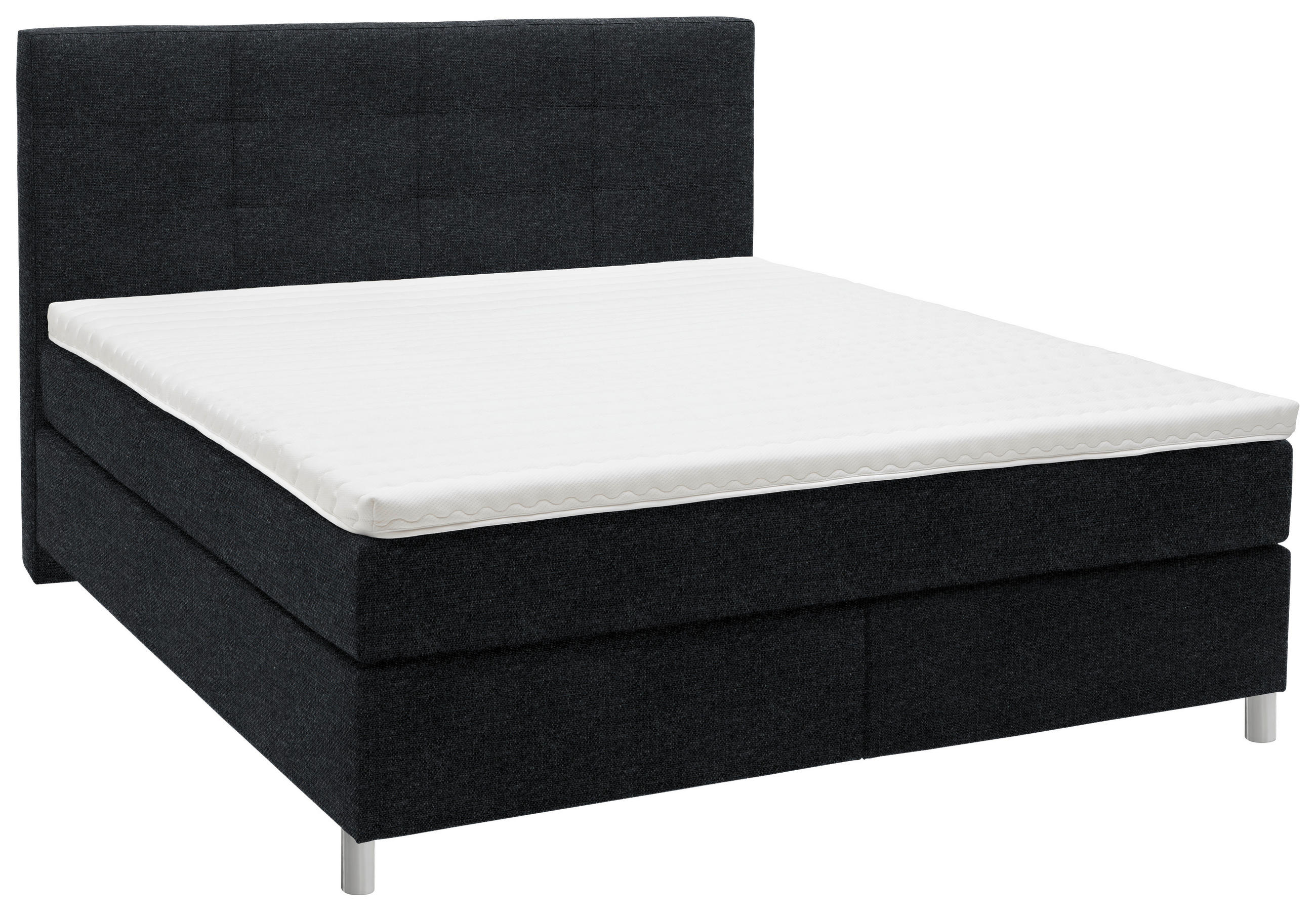 BOXSPRINGBETT 180/200 cm  in Anthrazit  - Chromfarben/Anthrazit, KONVENTIONELL, Kunststoff/Textil (180/200cm) - Voleo