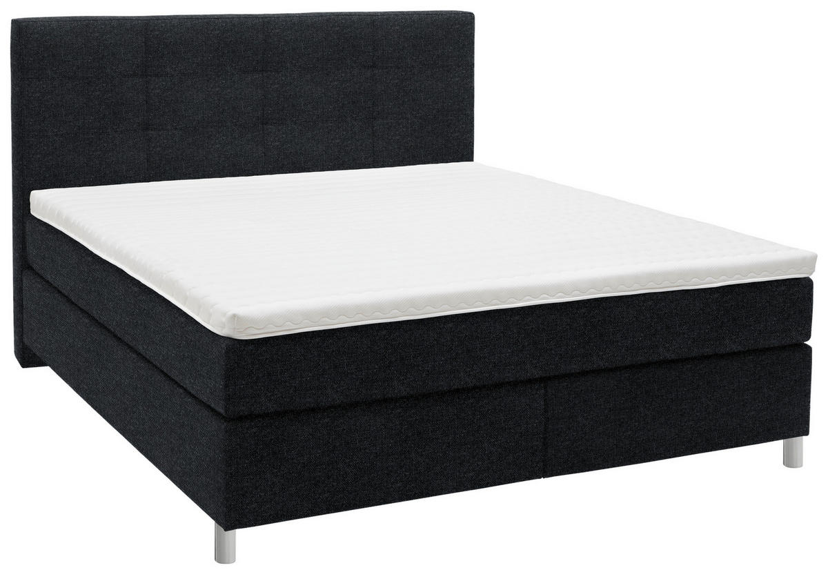 BOXSPRINGBETT 200/200 cm  in Anthrazit  - Chromfarben/Anthrazit, KONVENTIONELL, Kunststoff/Textil (200/200cm) - Voleo