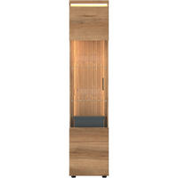 VITRINE Eichefarben  - Eichefarben/Schwarz, Basics, Glas/Holzwerkstoff (45/201,5/35,6cm) - Livetastic