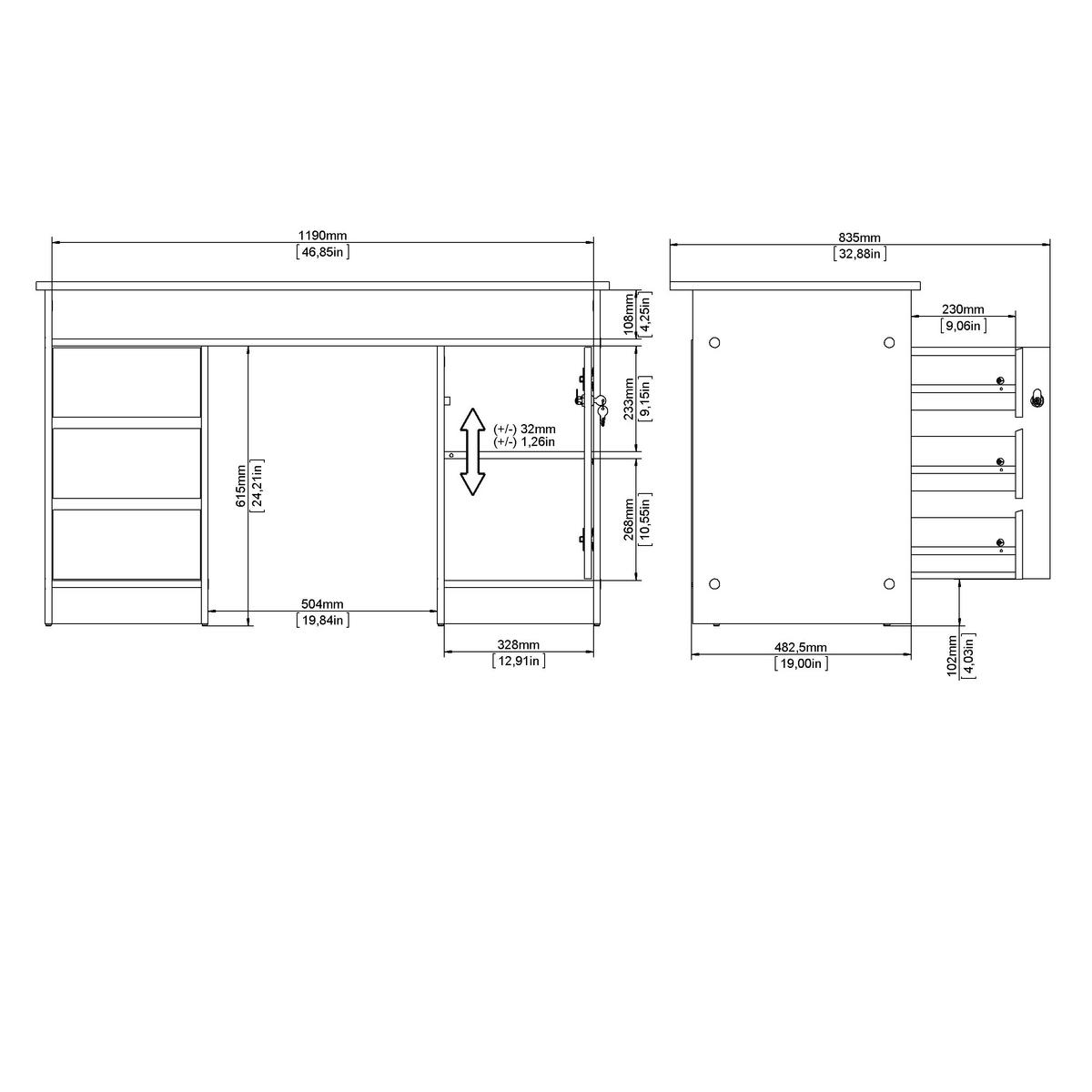 SCHREIBTISCH 126/55/75,6 cm  in Eichefarben  - Eichefarben, MODERN, Holzwerkstoff (126/55/75,6cm) - MID.YOU