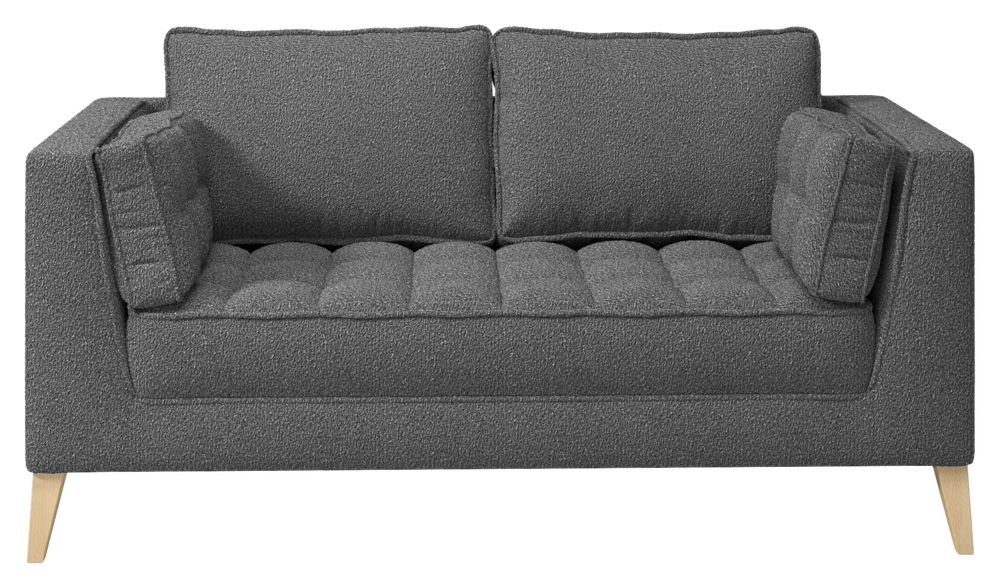 2-SITZER-SOFA Bouclé Schwarz  - Schwarz/Naturfarben, Design, Holzwerkstoff/Textil (110/95/85cm) - MID.YOU