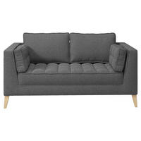 2-SITZER-SOFA in Bouclé Schwarz  - Schwarz/Naturfarben, Design, Holzwerkstoff/Textil (110/95/85cm) - MID.YOU