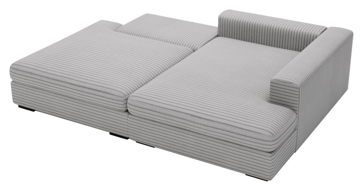 ECKSOFA in Cord Grau  - Schwarz/Grau, Design, Kunststoff/Textil (223/158cm) - Lomoco
