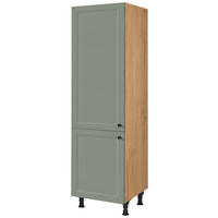 GERÄTEUMBAUSCHRANK 60/216,6/58 cm  in Grün  - Edelstahlfarben/Eichefarben, MODERN, Holzwerkstoff/Metall (60/216,6/58cm) - Nobilia