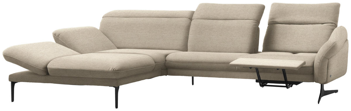 ECKSOFA in Webstoff Beige  - Anthrazit/Beige, Design, Textil/Metall (203/299cm) - Himolla