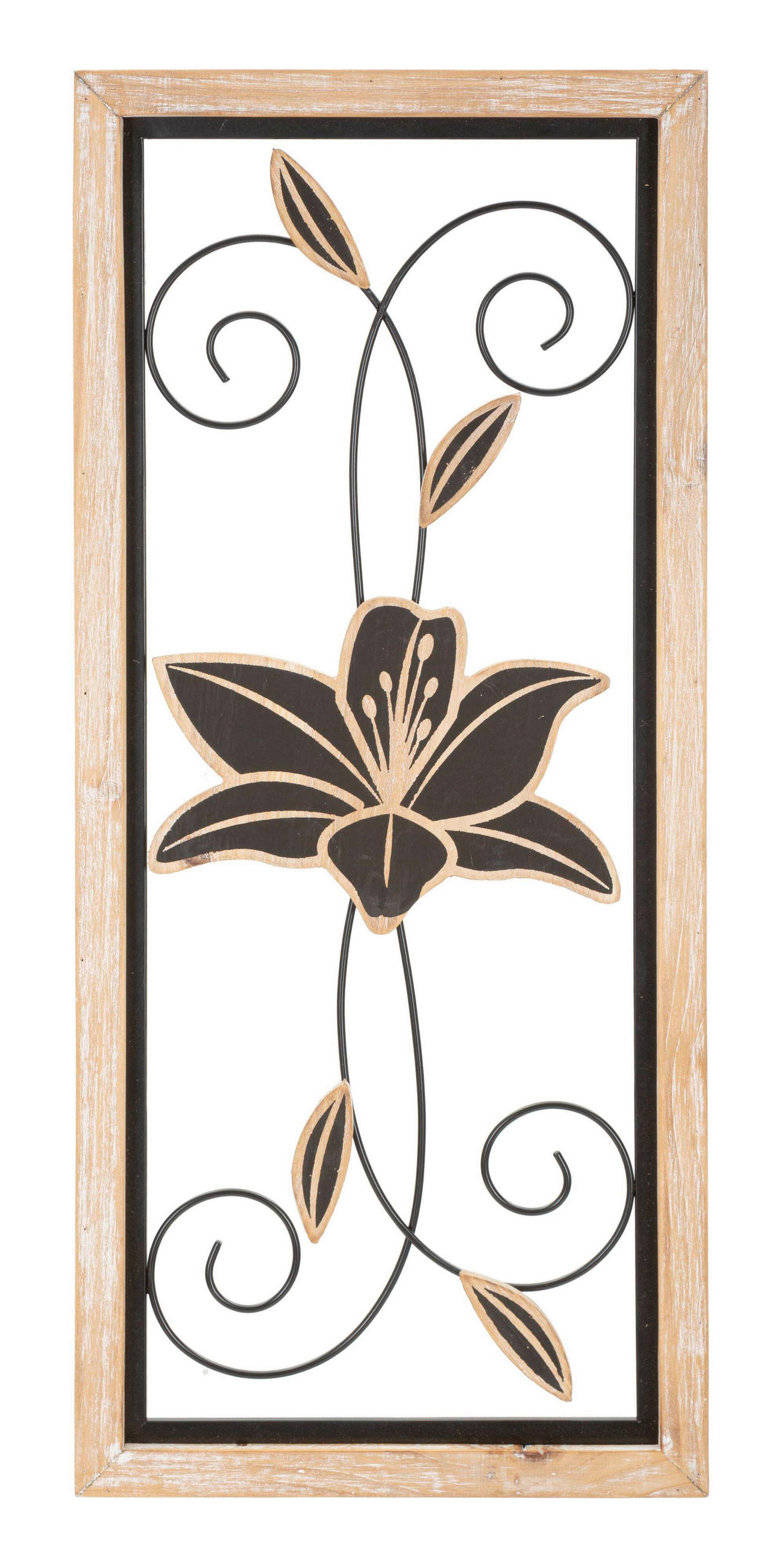WANDDEKO  26/60/2.5 cm   - Schwarz/Naturfarben, Basics, Holzwerkstoff/Metall (26/60/2.5cm)