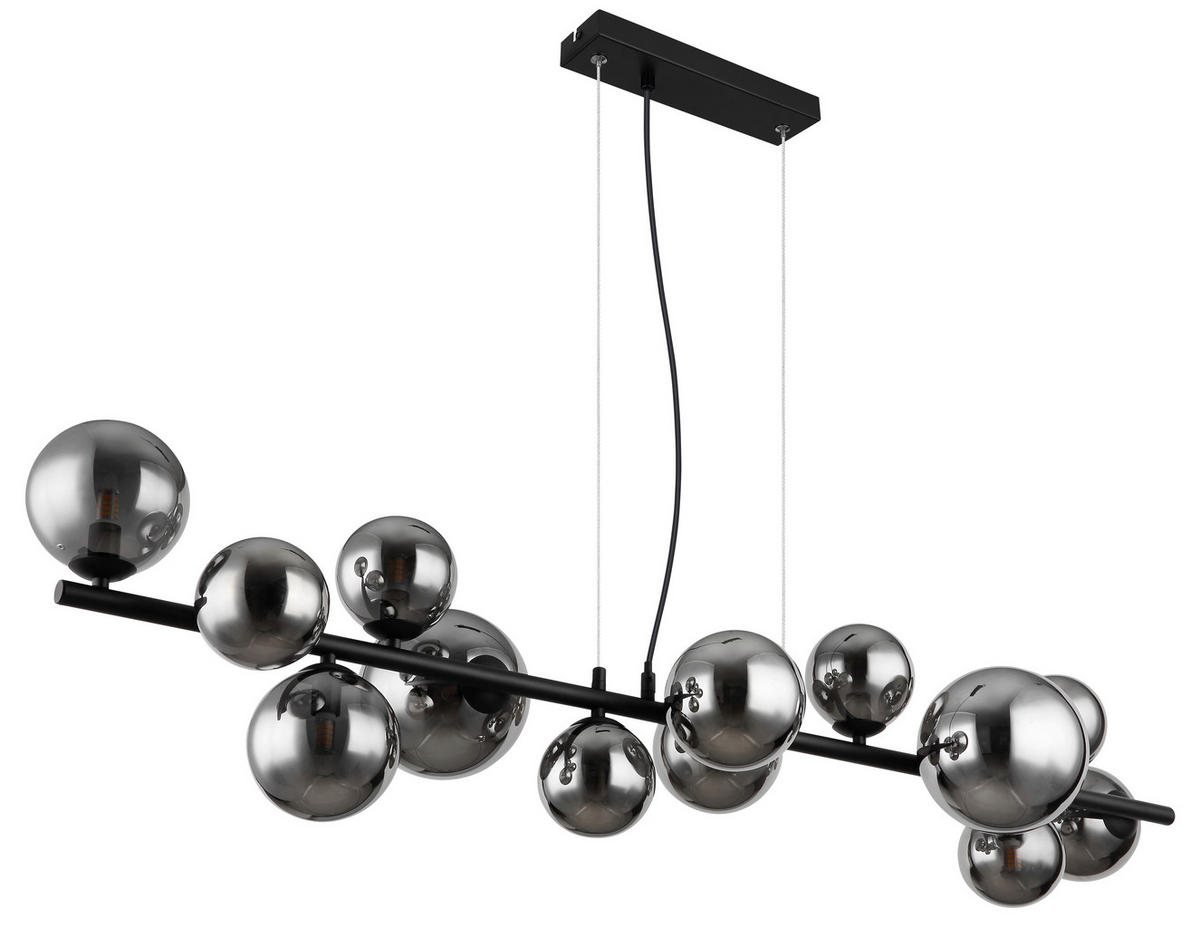 LED-HÄNGELEUCHTE 120/34,5/120 cm    - Transparent/Schwarz, Design, Glas/Kunststoff (120/34,5/120cm) - Globo