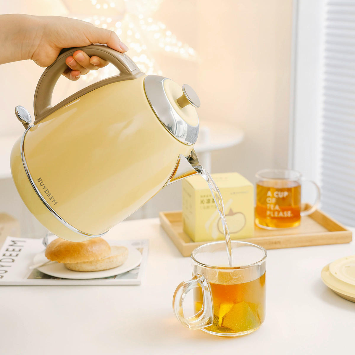 VÍZFORRALÓ - világossárga, Basics, fém (23/17/29cm) - BUYDEEM