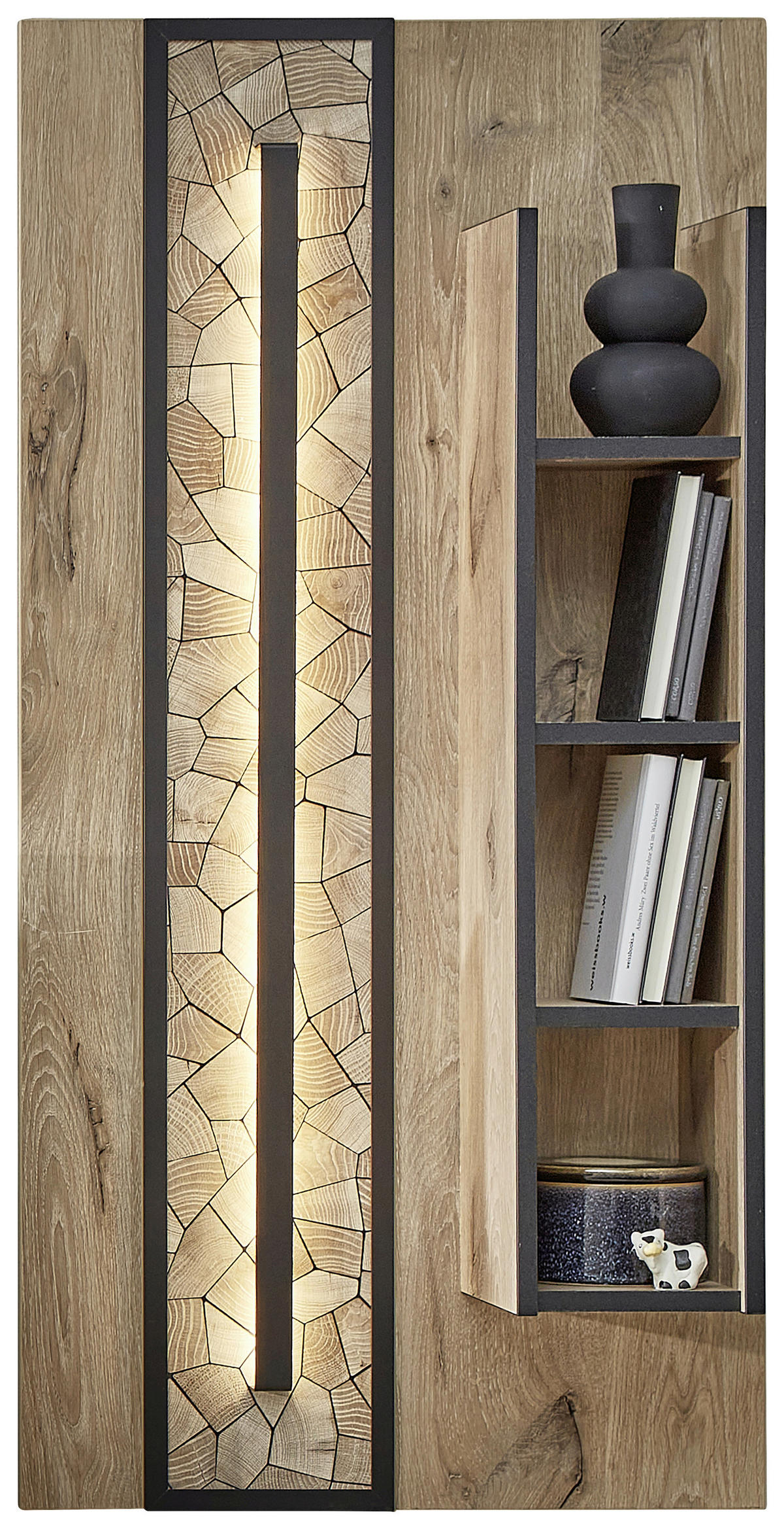 WANDREGAL 60/120/20 cm  - Eichefarben/Schwarz, Konventionell, Holzwerkstoff (60/120/20cm) - Livetastic