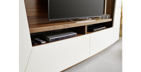 WOHNWAND 300/205/52 cm in Nussbaumfarben, Sandfarben - Sandfarben/Nussbaumfarben, Design, Holz/Holzwerkstoff (300/205/52cm) - Ambiente