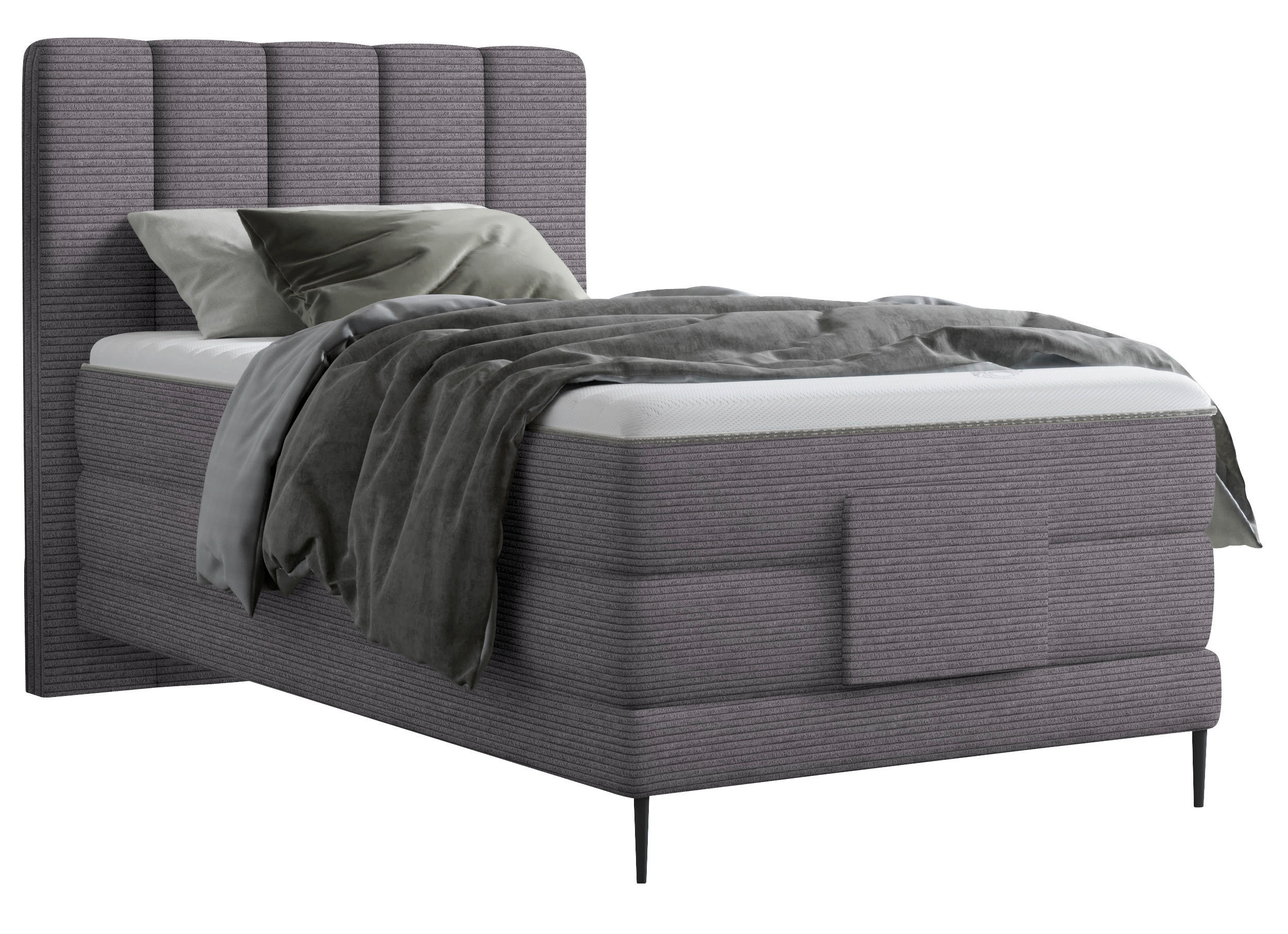 BOXSPRINGBETT 120/200 cm  in Grau  - Schwarz/Grau, Natur, Textil/Metall (120/200cm) - Esposa
