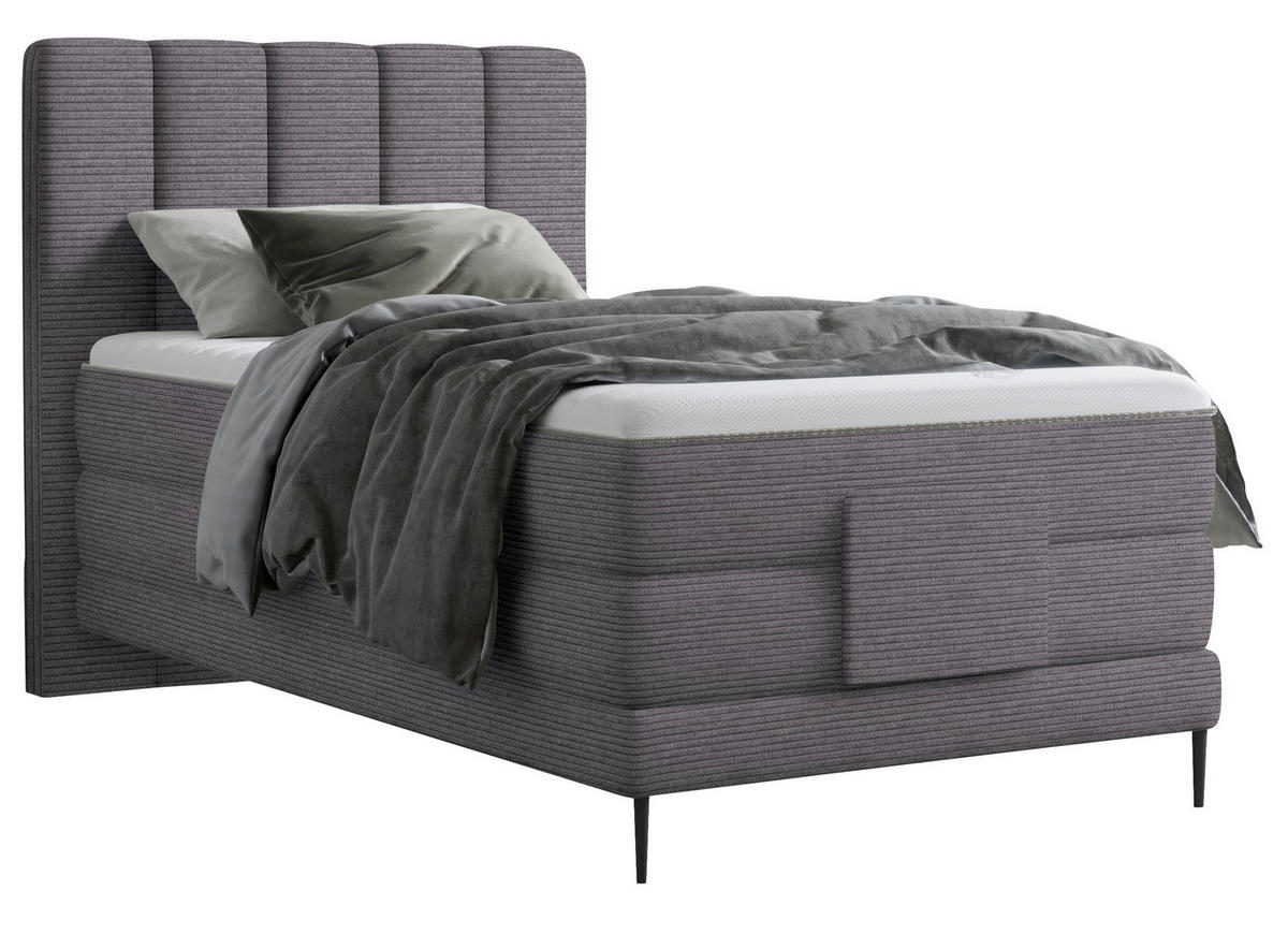 BOXSPRINGBETT 120/200 cm  in Grau  - Schwarz/Grau, Natur, Textil/Metall (120/200cm) - Esposa