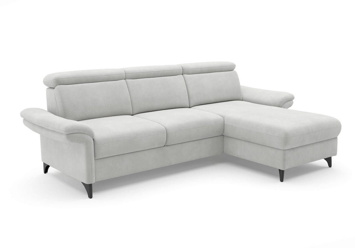 ECKSOFA GLENDALE E Silberfarben Flachgewebe  - Silberfarben/Schwarz, KONVENTIONELL, Textil/Metall (253/166cm) - Sit & More