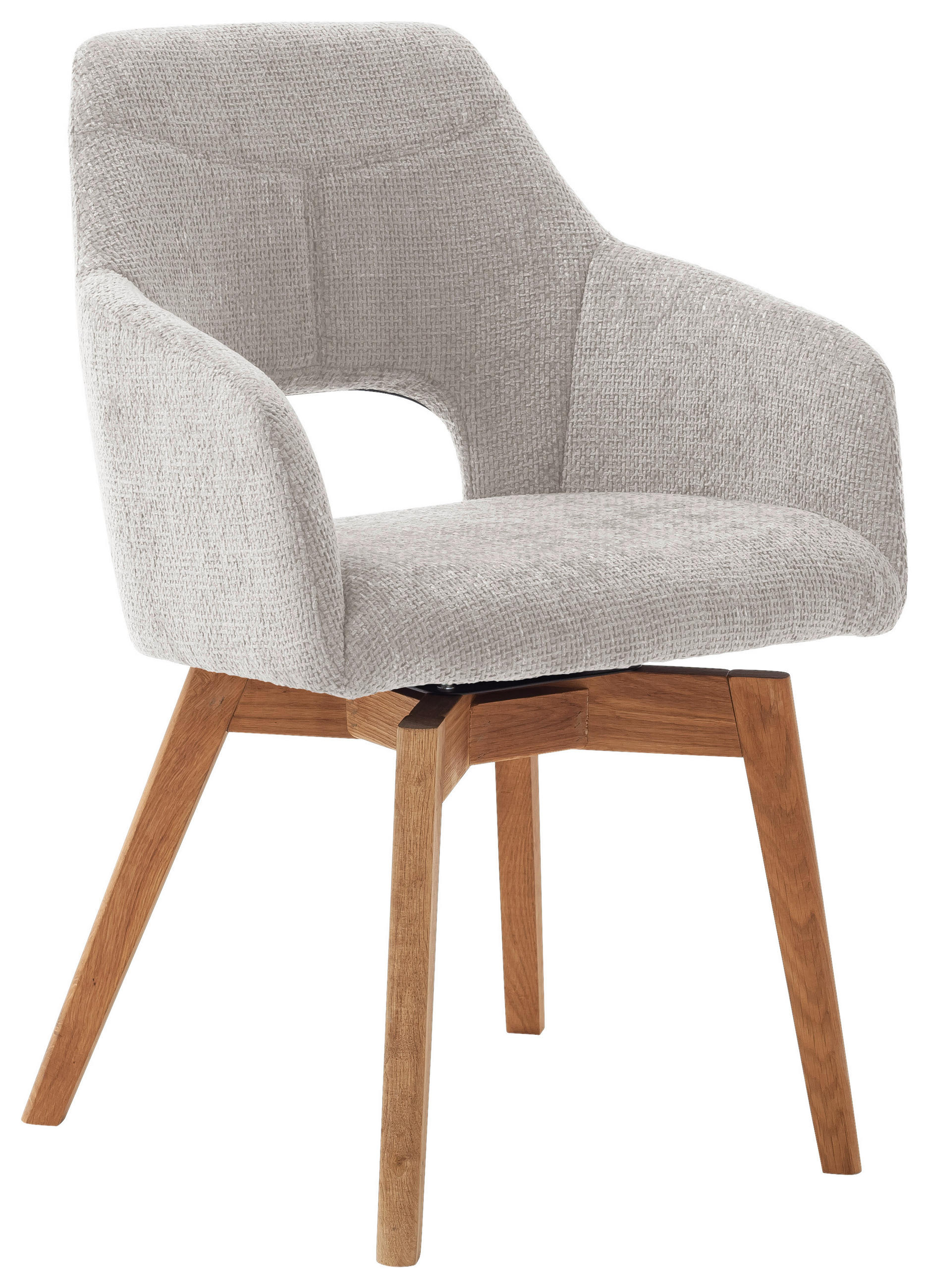 ARMLEHNSTUHL in Holz, Textil Weiß, Wildeiche  - Wildeiche/Weiß, Design, Holz/Textil (57/84/57cm) - Voleo