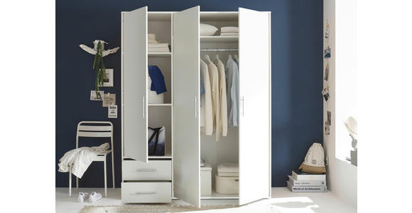 DREHTÜRENSCHRANK - Alufarben/Weiß, KONVENTIONELL, Holzwerkstoff/Kunststoff (155/195/60cm) - Carryhome