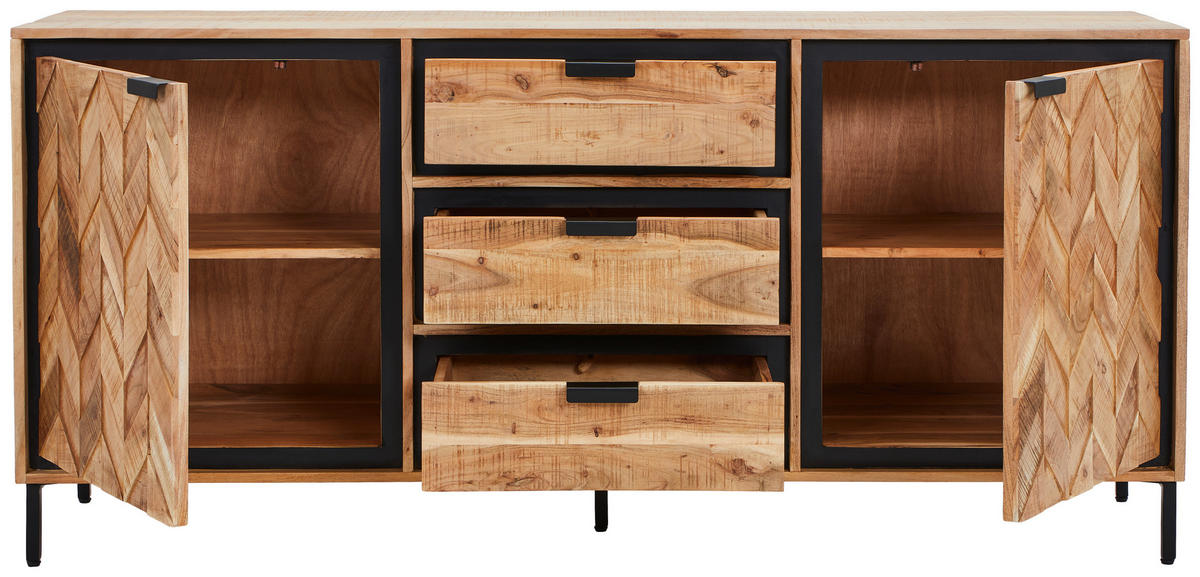 SIDEBOARD 175/80/45 cm  - Schwarz/Akaziefarben, MODERN, Holz/Metall (175/80/45cm) - Livetastic