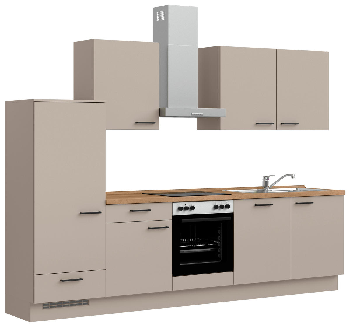 KÜCHENBLOCK Easytouch 300 cm  in Eichefarben, Sandfarben  - Sandfarben/Eichefarben, MODERN, Holzwerkstoff/Metall (300cm) - Nobilia