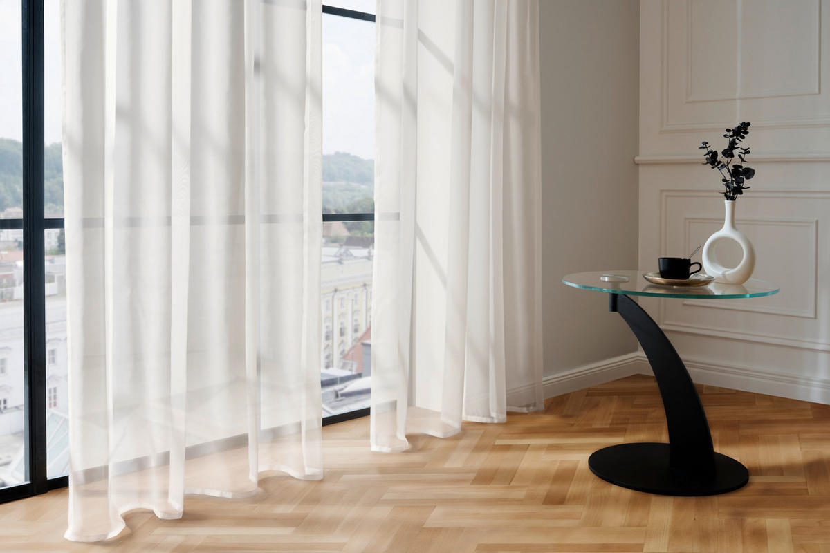 SCHLAUFENVORHANG transparent  - Weiss, Basics, Textil (140/245cm) - Boxxx