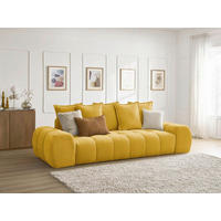 SCHLAFSOFA EVEREST  mit Rücken echt, Armteil links, Armteil rechts Struktur Gelb  - Gelb/Schwarz, MODERN, Kunststoff/Textil (278/115/90cm)