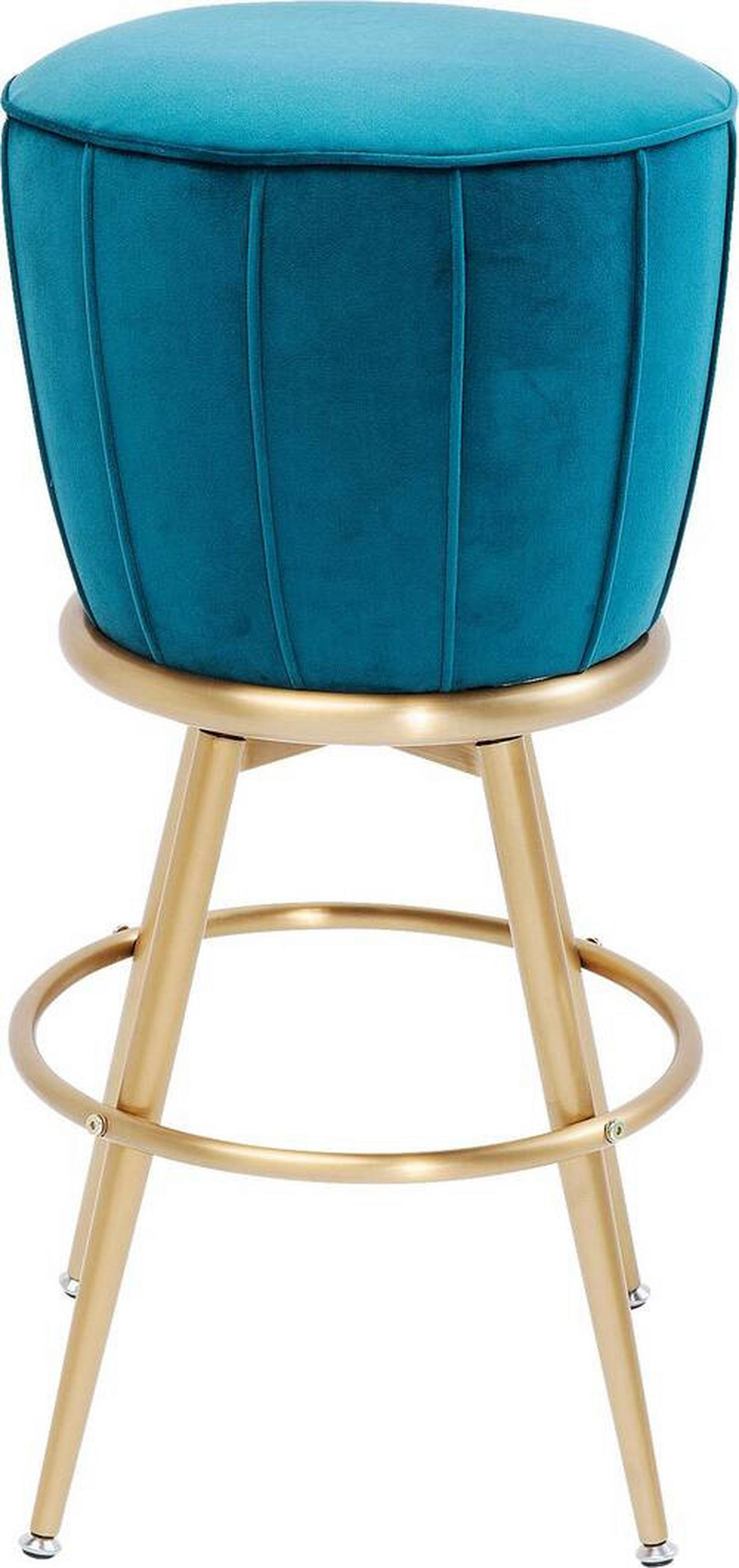 BARHOCKER Samt Goldfarben, Petrol Edelstahl  - Goldfarben/Petrol, LIFESTYLE, Textil/Metall (47/74/47cm) - Kare-Design