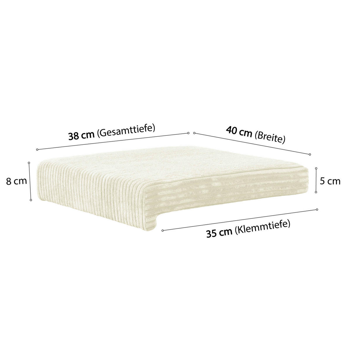 KLEMMKISSEN 2er Set 40/35/38/5/8 cm    - Creme, Basics, Textil (40/35/38/5/8cm)