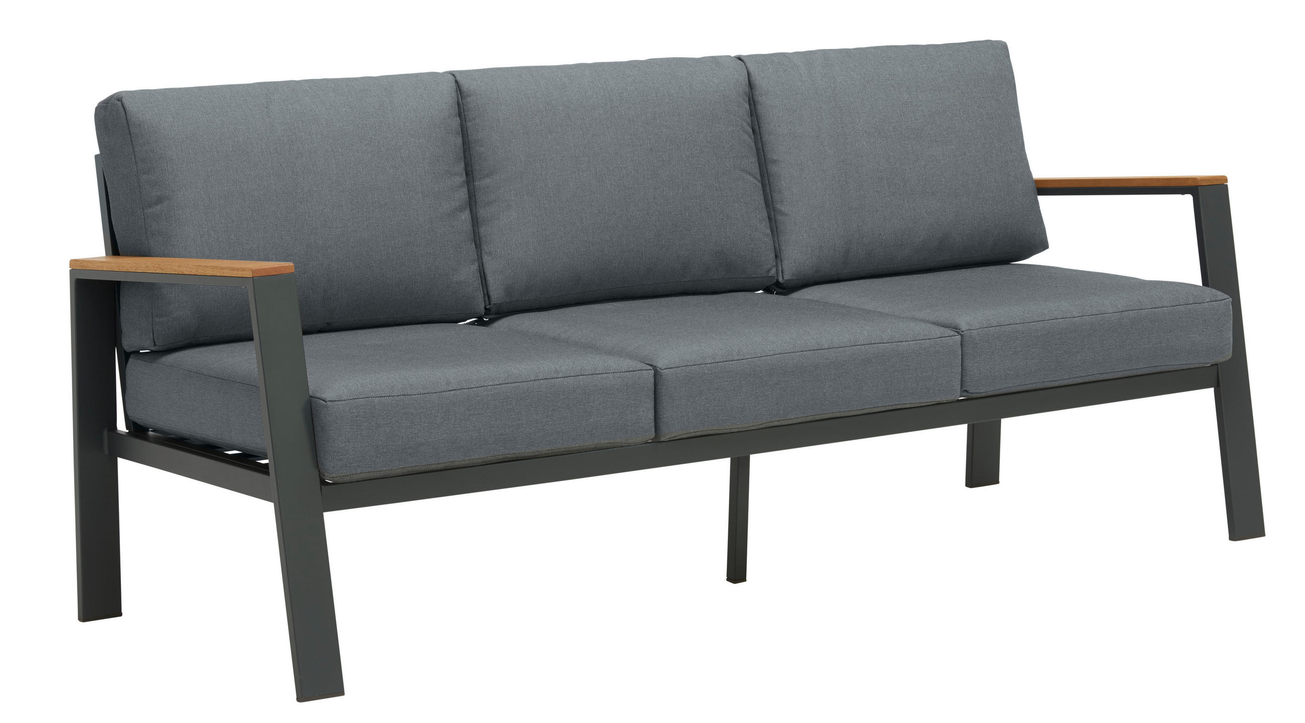 LOUNGESOFA 191/74/75 cm Eukalyptusholz massiv Aluminium  - Anthrazit/Naturfarben, Design, Holz/Textil (191/74/75cm) - Ambia Garden
