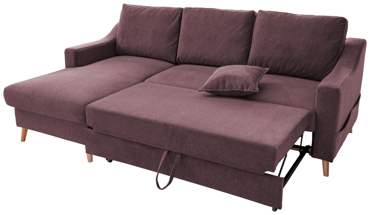 ECKSOFA  in Struktur Bordeaux  150/228 cm  - Bordeaux/Naturfarben, KONVENTIONELL, Holz/Textil (150/228cm) - P & B