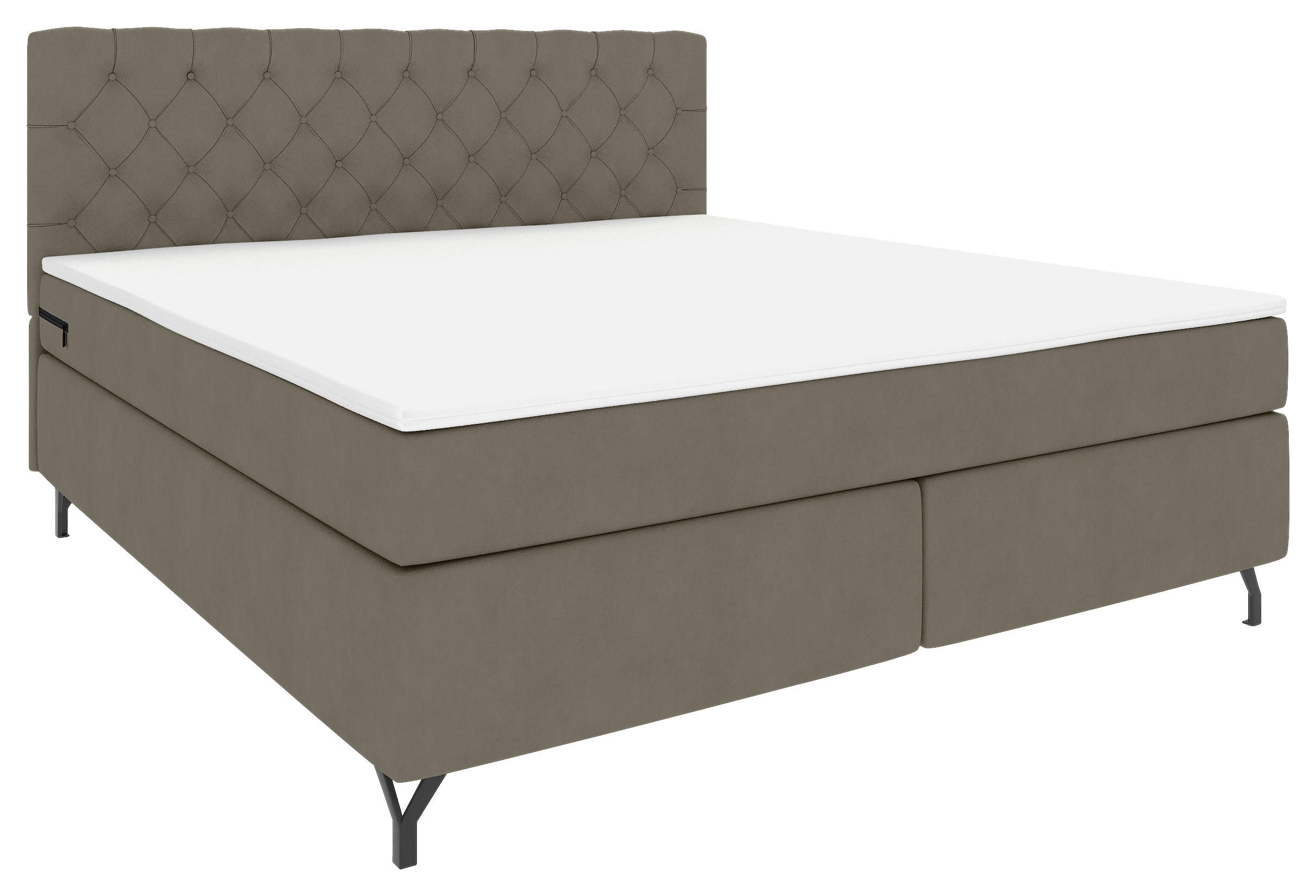 BOXSPRINGBETT 180/200 cm  Graubraun  - Graubraun/Schwarz, Konventionell, Textil/Metall (180/200cm) - Carryhome