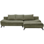 ECKSOFA Olivgrün Chenille Rückenkissen, Bettkasten, Schlaffunktion, Rücken echt  - Schwarz/Olivgrün, MODERN, Textil/Metall (290/182cm) - Hom`in
