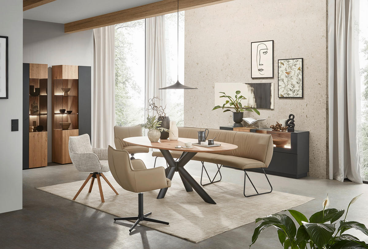 ESSTISCH in Holz, Metall 200/110/75 cm  - Eichefarben/Anthrazit, Design, Holz/Metall (200/110/75cm) - Valnatura