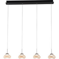 LED-HÄNGELEUCHTE 95/10/200 cm    - Bernsteinfarben/Schwarz, Design, Glas/Metall (95/10/200cm) - Fabas Luce