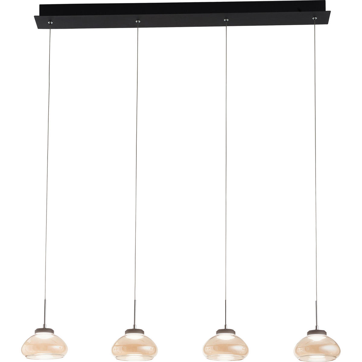 LED-HÄNGELEUCHTE 95/10/200 cm    - Bernsteinfarben/Schwarz, Design, Glas/Metall (95/10/200cm) - Fabas Luce