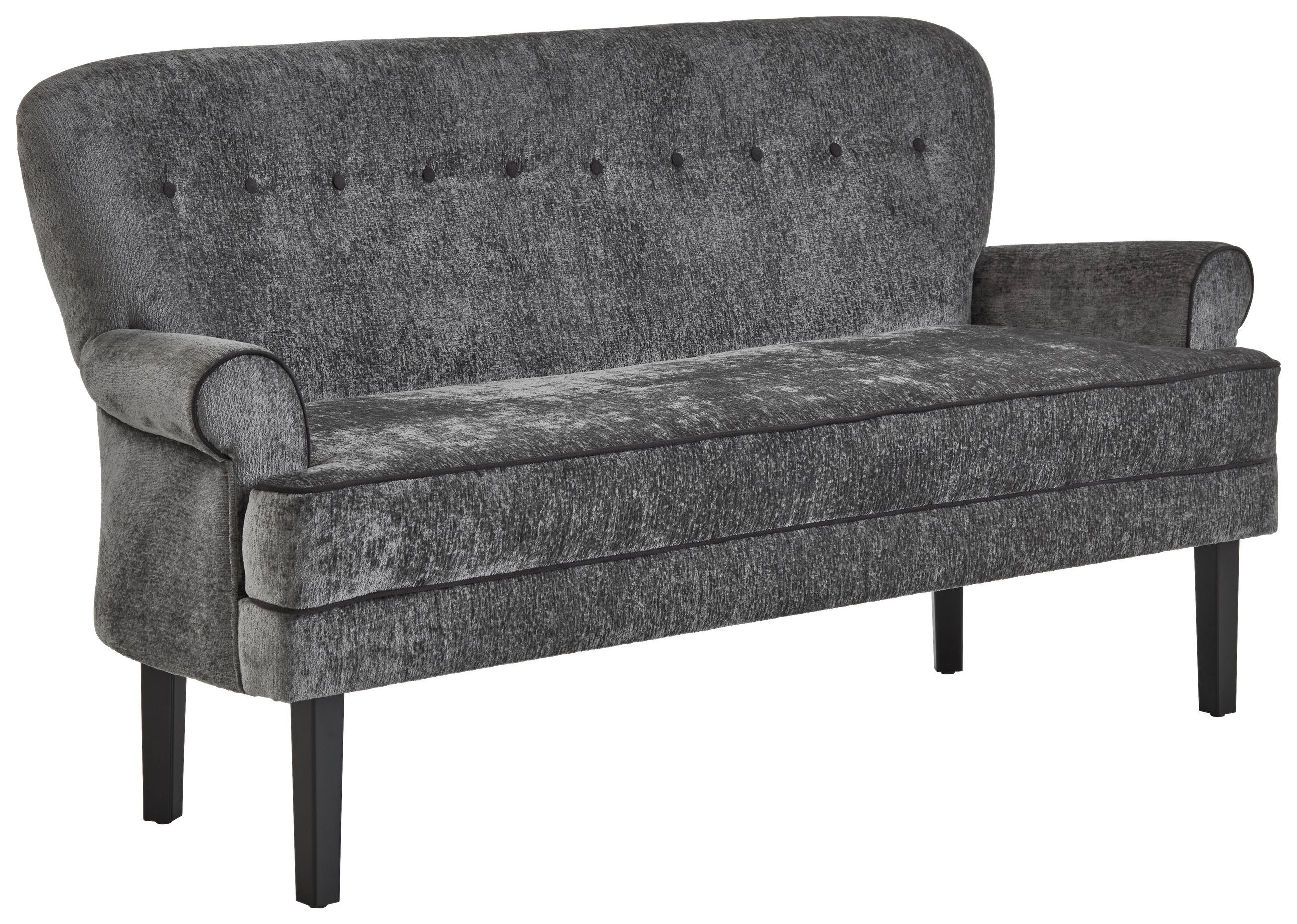 SITZBANK 180/91/75 cm Flachgewebe Grau, Schwarz Buche massiv  - Schwarz/Grau, LIFESTYLE, Holz/Textil (180/91/75cm) - Valdera
