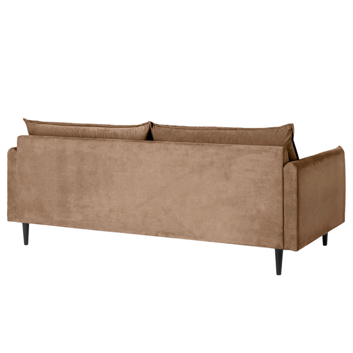 3-SITZER-SOFA JULI in Samt Dunkelbraun  - Dunkelbraun/Schwarz, Design, Holz/Textil (203/86/100cm) - P & B