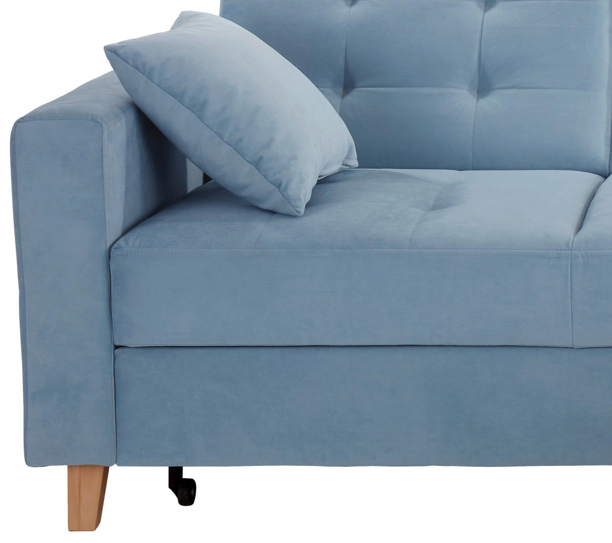 ECKSOFA Hellblau Samt  - Naturfarben/Hellblau, Design, Holz/Textil (231/160cm) - Livetastic
