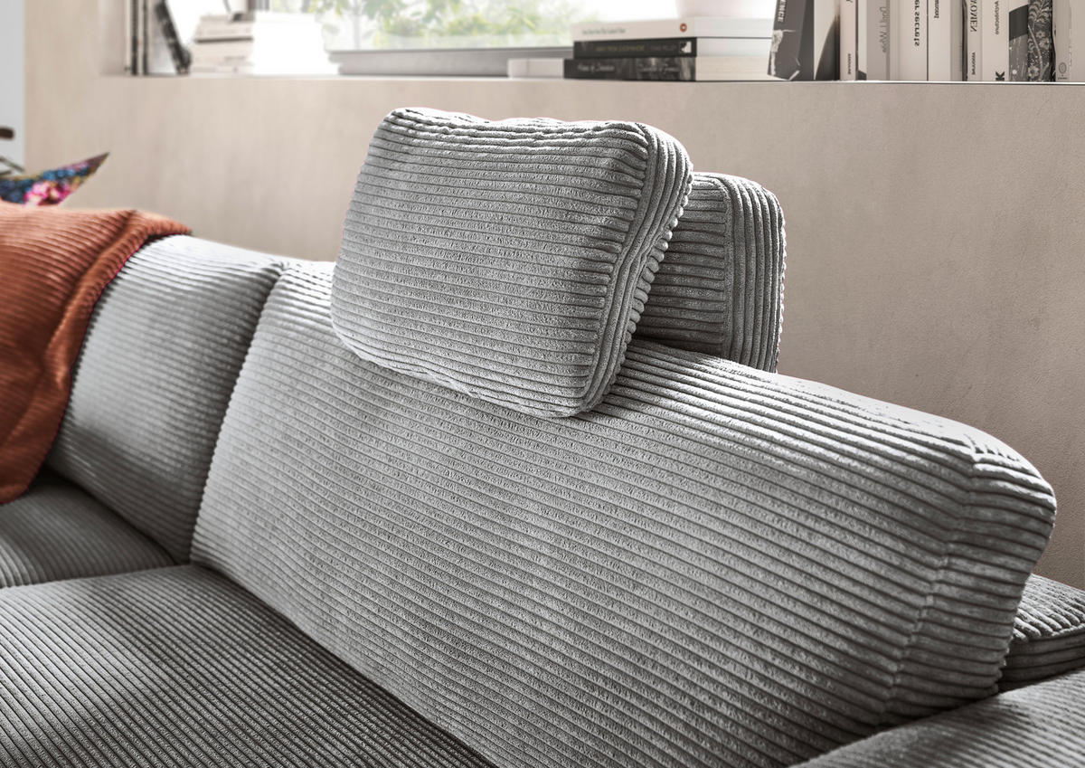 ECKSOFA in Cord Dunkelgrau  - Dunkelgrau/Schwarz, Design, Kunststoff/Textil (168/296cm) - Pure Home Lifestyle