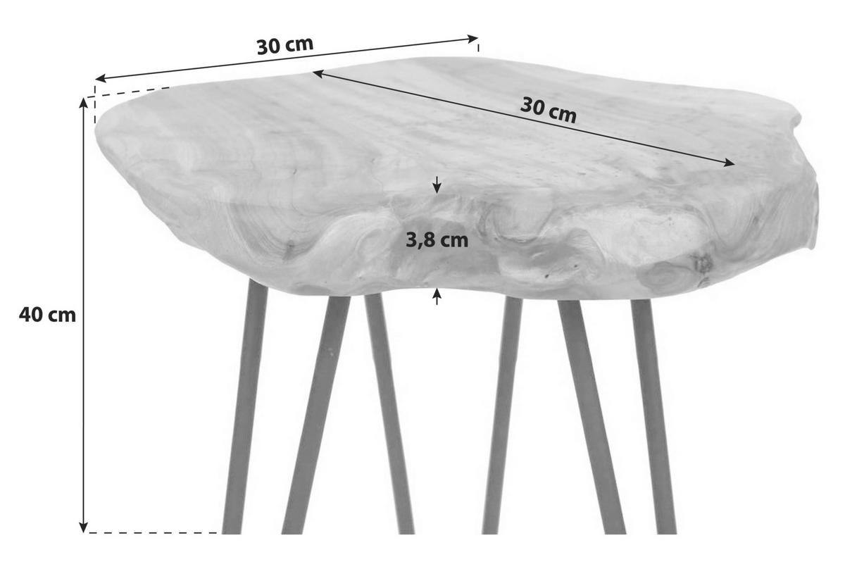 BEISTELLTISCH in Holz, Metall 30/30/40 cm  - Naturfarben, Design, Holz/Metall (30/30/40cm) - Kayoom