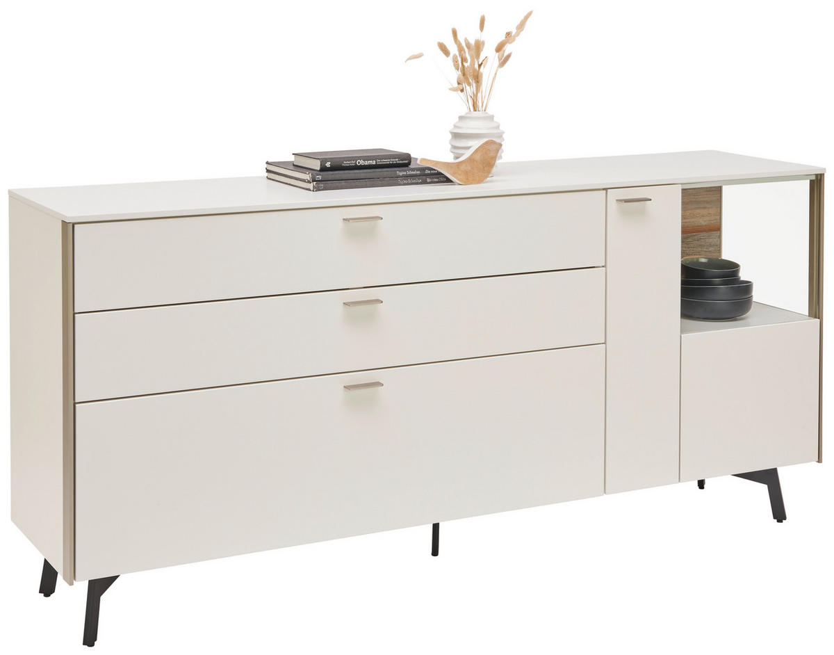 SIDEBOARD  in 182/72/43 cm  - Edelstahlfarben/Alufarben, Design, Glas/Holzwerkstoff (182/72/43cm) - Venjakob