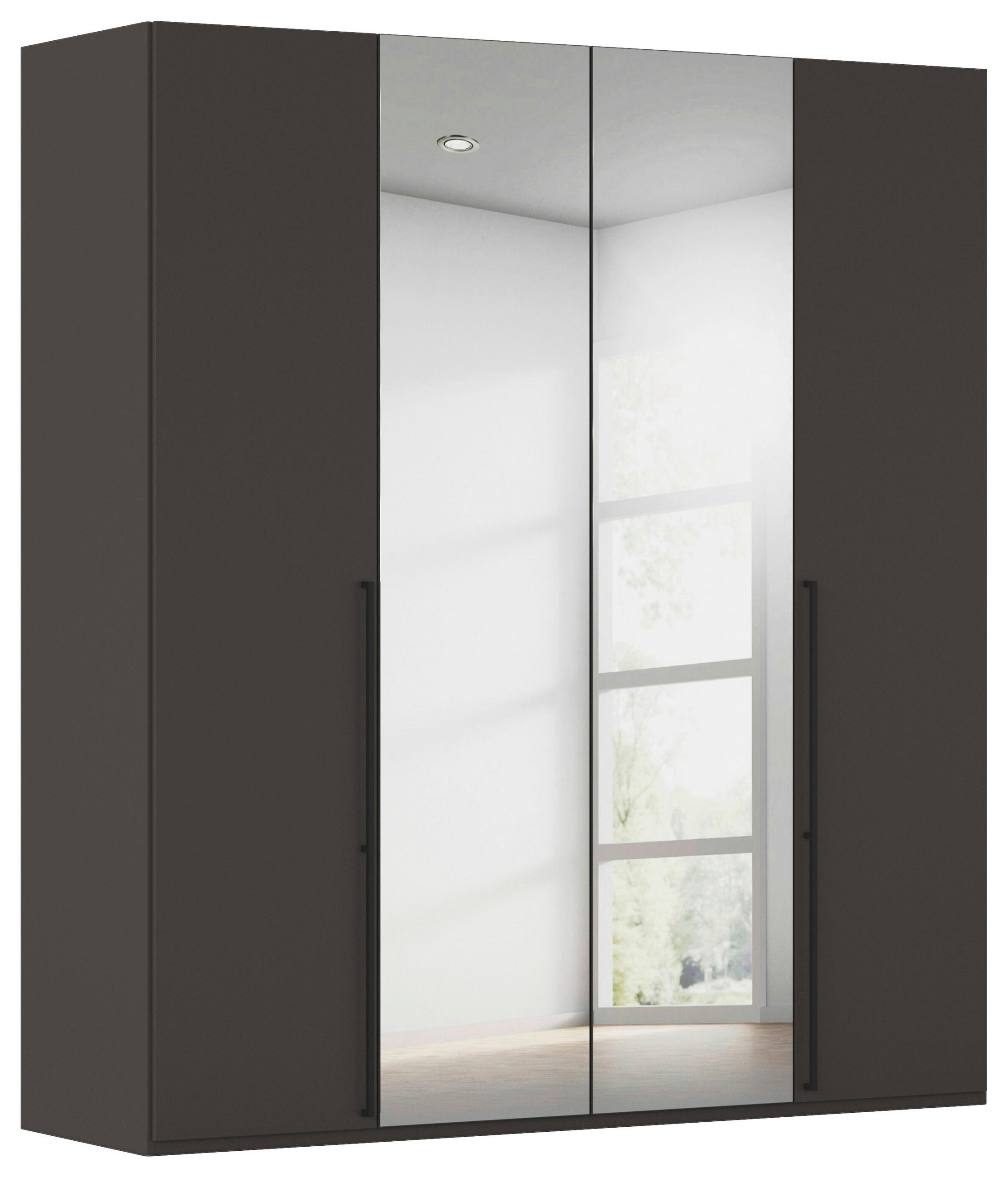 DREHTÜRENSCHRANK 201/235/61 cm,  in Graphitfarben, 4-türig  - Chromfarben/Schwarz, Basics, Glas/Holzwerkstoff (201/235/61cm) - Novel