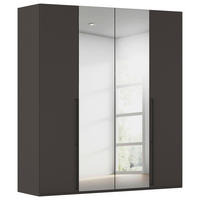 DREHTÜRENSCHRANK 201/235/61 cm,  in Graphitfarben, 4-türig  - Chromfarben/Schwarz, Basics, Glas/Holzwerkstoff (201/235/61cm) - Novel