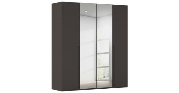 DREHTÜRENSCHRANK 201/235/61 cm,  in Graphitfarben, 4-türig  - Chromfarben/Schwarz, Basics, Glas/Holzwerkstoff (201/235/61cm) - Novel